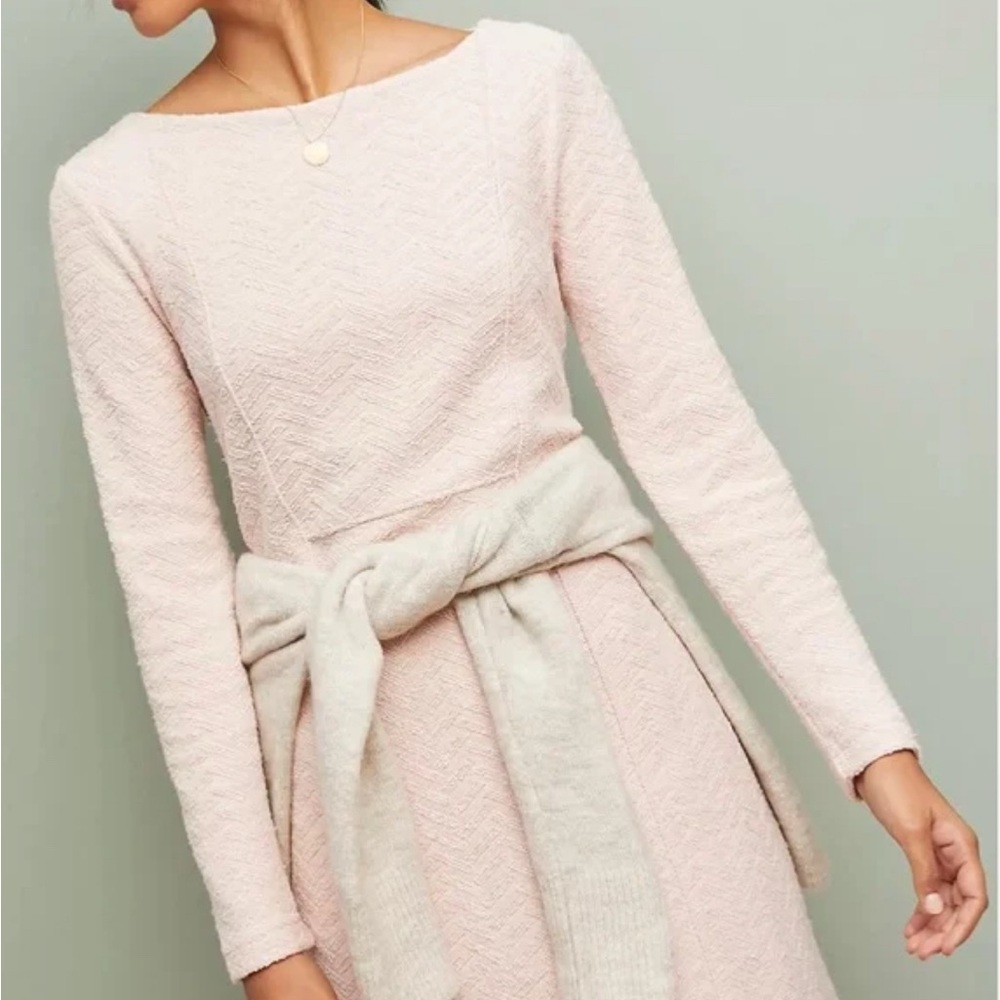 Blush Long Sleeve Dress by Saturday Sunday Textured Soft Knit Sz XS NWT